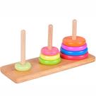 Brinquedo educativo empilhável de madeira Mini Rainbow Hanoi Tower