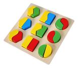 Brinquedo Educativo Madeira Encaixe Formas 18 Peças 18x18cm