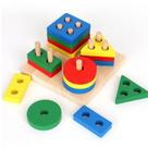 Brinquedo Educativo Montessori de Madeira Didático Sensorial Formas e Cores Empilháveis para Bebê