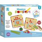 Brinquedo Educativo Mosaico Pompom com Pinça e Cartas Montessori