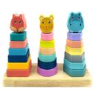 Brinquedo Educativo Pirâmides Encaixar Bichinhos 22 Peças