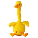 Brinquedo elétrico de pelúcia dançando, torcendo o pescoço, cantando, pato