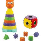 Brinquedo Empilhar 2 Brinquedos Didaticos Urso+cubo Bebe