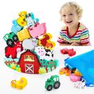 Brinquedo empilhável IPOURUP Montessori para animais de fazenda de madeira de 3 a 6 anos Brinquedo empilhável IPOURUP Montessori para animais de fazenda de madeira de 3 a 6 anos