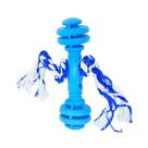 Brinquedo Furacão Pet Halteres de Borracha Maciça Azul com Corda para Cães