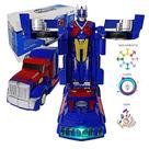 Brinquedo Infantil 2 em 1 Caminhão Vira Robô Transformers Com Som e Luzes Bate e Volta