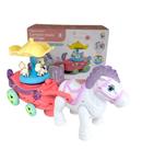 Brinquedo Infantil Carruagem Carrossel Bate e Volta Luz E Som