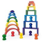 Brinquedo infantil de blocos de construção de arco-íris de madeira