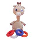 Brinquedo Infantil Girafa Pedagógica Crochê 31cm artesanal colorida