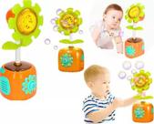 Brinquedo Infantil Girassol Solta Bolha Sabão Automático Luz Música Flor