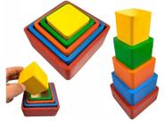 Brinquedo Infantil Montessori Cubo Encaixe Madeira Colorido
