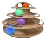 Brinquedo Interativo Para Gato Torre De Bolinhas Com 4 Andares Bege