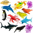 Brinquedo Kit 12 Lindos Animais Miniatura Fundo Do Mar Top