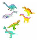Brinquedo Kit 6 Dinossauros de Borracha Grande Colorido
