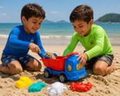 Brinquedo Kit Caminhão Infantil Praia Caçamba Com Acessórios 6 Peças Areia Brinquedo Kit Caminhão Infantil Praia Caçamba Com Acessórios 6 Peças Areia