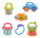 Brinquedo Kit Diverte Bebê Com 6 Chocalhos De Plástico