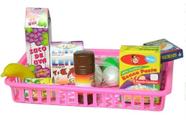 Brinquedo Kit Mini Cesta 13 Produtos de Mercadinho