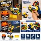 Brinquedo Lançador Arma Nerf De Dardos Com Máscara Robô Com Luz De Led