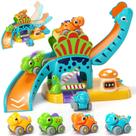 Brinquedo Lehoo Castle: pista deslizante de dinossauro com 4 carrinhos de empurrar mini
