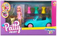 Brinquedo Linda Boneca Patty Pocket Divertida com Carro Conversível Mini Pet Fofinho Companheiro de Aventuras e Acessórios Modelo Envio de Cor Sortido