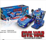 Brinquedo Lindo Carro Tranformer em Robo Capitão América Com Som Luz