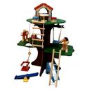 Brinquedo Lúdico de Madeira Casa na Árvore com Bonecos Articulados E Acessórios