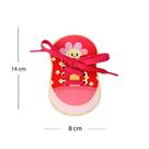 Brinquedo Madeira Montessori Para Crianças Amarrar Cadarço Cor:Rosa