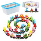 Brinquedo magnético de madeira Alphabet Train Wondertoys, 27 unidades com caixa Brinquedo magnético de madeira Alphabet Train Wondertoys, 27 unidades com caixa