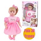 Brinquedo Menina Boneca Flora Bebê Fala 30 Frases Grande 52cm Olhos Móveis