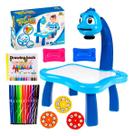 Brinquedo Mesa De Pintura Projetora Infantil Dinossauro Cor Azul Mesinha De Desenho Art Brink