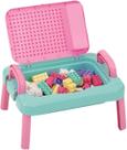 Brinquedo Mesinha Mercoblocks Charmosa 64 Pças Mercotoys 309 Brinquedo Mesinha Mercoblocks Charmosa 64 Pças Mercotoys 309