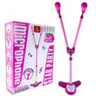 Brinquedo Microfone Infantil Dupla Com Luz Divertido Musical Castela