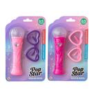 Brinquedo Microfone Musical Pop Star Infantil com Óculos em Formato de Coração 2 Modelos Sortidos AKT3468