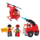 Brinquedo Mini Bonecos Caminhão Helicóptero Bombeiros Fire Team Meninos Maral