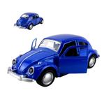 Brinquedo Miniatura Fusca Carrinho Fricção Abre Porta Azul