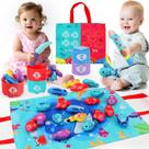 Brinquedo Montessori Cloth Fishing Game de 1 a 3 anos com copos empilháveis