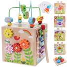 Brinquedo Montessori de madeira Activity Cube KMTJT de 1 a 3 anos rosa