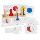 Brinquedo Montessori Fraction Learning de madeira para crianças de 3 a 6 anos