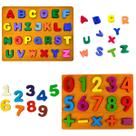 Brinquedo Montessori Kit Alfabeto Letras Números De Madeira