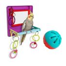 Brinquedo Multiplay Diversão c/ Poleiro Espelho + 1 Bolinha Guizo- Passaros Diversos