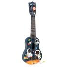 Brinquedo musical de 43 cm, jogável para crianças, ukulele, com tema espacial, azul marinho