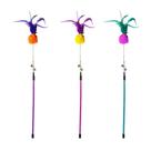 Brinquedo Napi Vara Bola Pompom e Penas para Gatos - Cores Sortidas