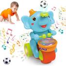 Brinquedo para bebês Crawling Elephant Blowing Ball com tambor de 6 a 36 meses