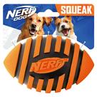 Brinquedo para cães Nerf Dog Rubber Football com Spiral Squeaker Orange