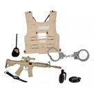 Brinquedo para Meninos Crianças Infantil Kit Militar Policial com Acessórios de Polícia Bege