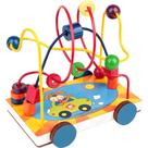 Brinquedo Pedagógico Carrinho Aramado Madeira 17X13X14,5CM com 3 Circuitos e 15 Peças
