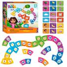 Brinquedo Pedagógico Dora Aventureira Dominó E Memória Bilíngue 2x1 Para Crianças