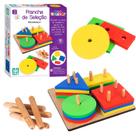 Brinquedo Pedagógico Prancha De Seleção Montessori Nig Brinquedos 16 Peças EVA Base Em Madeira