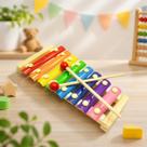 Brinquedo pedagógico Xilofone Educativo 8 Notas Madeira Teclado Musical Didático Coordenação Baqueta