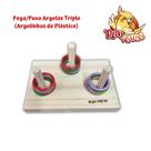 Brinquedo Pega/Puxa Argola Triplo (de mesa), com 15 argolas de plástico